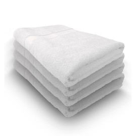 GILA Toalla de Baño Extragrande de Algodón Hipoalergénico Essentials I Paquete de 4 Toallas para Baño Color Blanco (170 x 90 cm)