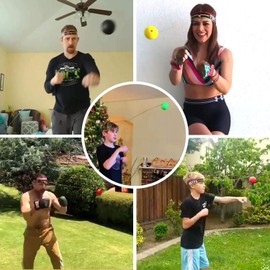 TEKXYZ Boxing Family Pack – 2 Adjustable Headbands + 2 Novice Balls + 1 Veteran Ball + 1 Boxer Ball and More