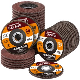 Shawya 40 Pack Aluminum Oxide Flap Discs 4 1/2 for Angle Grinder Assorted 40/60/80/120 Grit 7/8” Arbor Flap Sanding Disc for Sanding & Finishing, 10PCS of Each Grit, T29