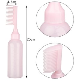 UNVOJL 2 Pack Root Comb Applicator Bottle Hair Dye Dispensing Bottle with Scale for Home Salon (Pink)