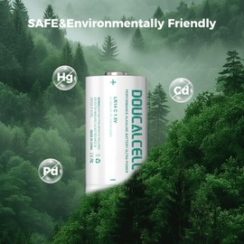 Doucalcell C Batteries 4 Pack, Max Power Hight Performance Alkaline 1.5V C Battery Long-Lasting & 7-Year Shelf Life, C Cell Battery for Flashlights,Remotes,Clocks,Stereos,radios,etc.