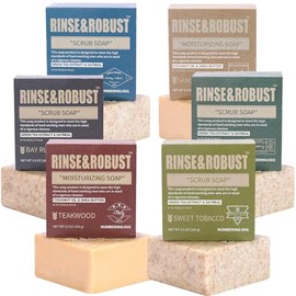Rinse & Robust Jabón En Barra Natural Para Hombre, Set De 6 Jabones Artesanales De Limpieza, Hidratantes Y Exfoliantes. Regalo Ideal Para Hombres. 6 Aromas Diferentes. 3.5 Oz (6 Barras).