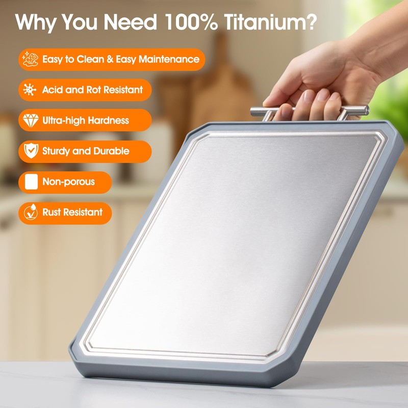 Titanium Cutting Board Double Sided, Titanium Cutting Boards for kitchen,