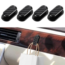 DUSCOKE 4PCS Car Mini Hooks, Multifunctional Carbon Fiber Car Dashboard Storage Hook Stickers, Universal Self-Adhesive Backseat Hangers Auto Wall Hanging Hooks for Keys Earphone Cable (Carbon Fiber)