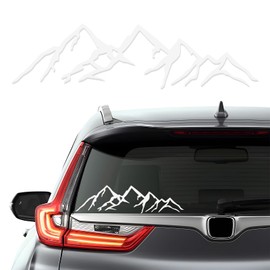 JUSTTOP Snow Mountain Tree Decal Sticker, Waterproof Car Snow Mountain Graphic Decal with Scraper, Mountain Tree Decoration Sticker for Vehicle Laptop Window, Car Accessories (White)