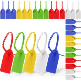 Nuanchu 100 Pcs Plastic Tamper Seals Numbered Zip Ties Fire Extinguisher Tags Disposable Self-Locking Tie, 170 mm Length (Multicolor)