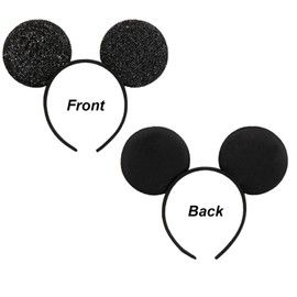CHuangQi 20pcs Mouse Ears Headbands Black Sequin Ears for Boys & Girls Birthday Party Favors