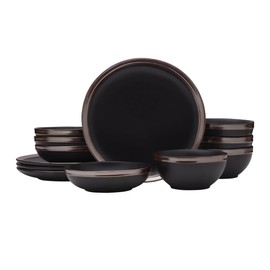 Mikasa Miller 12 Piece Dinnerware Set, Service for 4, Black