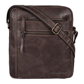 STILORD 'Garcia' Modern Leather Shoulder Bag Small Vintage Cross Body Cross Over Bag for Men Women Messenger Bag in Genuine Leather, Colour:novello - brown