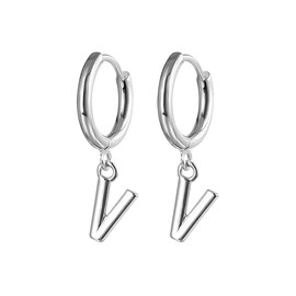 925 Sterling Silver Plated Initial Hoop Earrings for Women | A-Z Letters Hanging Hoops Stud Earring Fashion Jewelry Gift