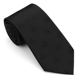 AMITER Woven Necktie for Freemason, Mens Fashion Neck Ties with Masonic Square & Compass - Black