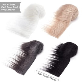 GORGECRAFT 4 Colors 150x 9~15cm Shaggy Plush Faux Fur Trim Ribbon Fabric Precut Artificial Strips White Black Khaki Gray Fluffy Fuzzy Craft Fur Pieces Gnome Beards for Hair Santa Claus Cosplay Costume