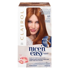 Clairol Nice'n Easy Repair Permanent Hair Colour, 6R Light Auburn, Strengthening, Natural Looking Hair Colour