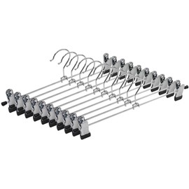 Roropoco Pants Hanger, Skirt Hanger, Clip Hanger, Non-slip, For Slacks, For Skirts, Denim Application, Long Skirt, Bottom Hanger, Scarf, Non-Trace, Slim, Durable, Space Saving, Laundry Drying (Set of 10)