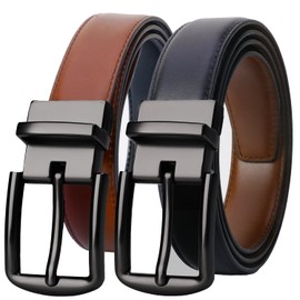 Lavemi Mens Belt Reversible 100% Italian Leather Dress Casual,One Reverse for 2 Colors,Trim to Fit(33-25535 Black/Brown 130)