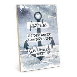 TypeStoff Wooden Sign with Saying - Family - Vintage Look with Quote as Gift and Decoration on the Theme of Anchor, Security and Protection - HS-01280
