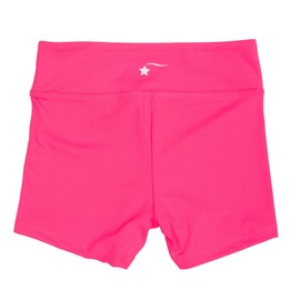 Destira Girls Gymnastic High Waisted Shorts, Neon Pink - Compression Athletic Performance Sport Shorts, Ideal for Gymnastics, Practices, Dance, Cheer, Tumbling, and More, Child XL (12)