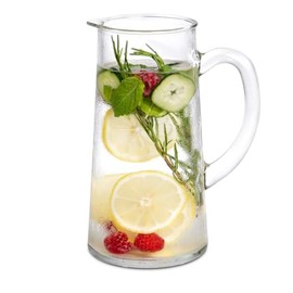 Jarra Elixir de Vidrio Resistente al Frío y al Calor, Capacidad 1600 ml Jarra de Cristal Moderna Perfecta para Jugo, Agua, Bebidas, Té Helado, Limonada y Bebidas