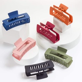 BELICIA 6 Pack Retro Big Claw Clips, 4 Inch Giant Matte Hair Claw Clips For Women and Girls 6 Color Large Jaw Hair Clips Strong Hold for Thick, Long, Fine Hair