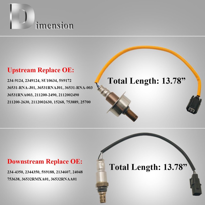 TINJO Oxygen Sensor Upstream & Downstream O2 Sensor Fit for