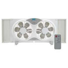 Seasons Comfort 9" Twin Window Fan, 3-Speed, Quiet Design, Portable, Remote Control, ETL Listed, Adjustable Extensions - Ideal for Home, Kitchen, Bedroom & Office