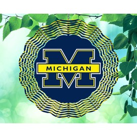 10 Inch Michigan Football Basketball Sports Hanging Wind Spinner Yard Decor Aluminum Sublimated Garden Art Indoor Outdoor 3D Kinetic 10rws-288