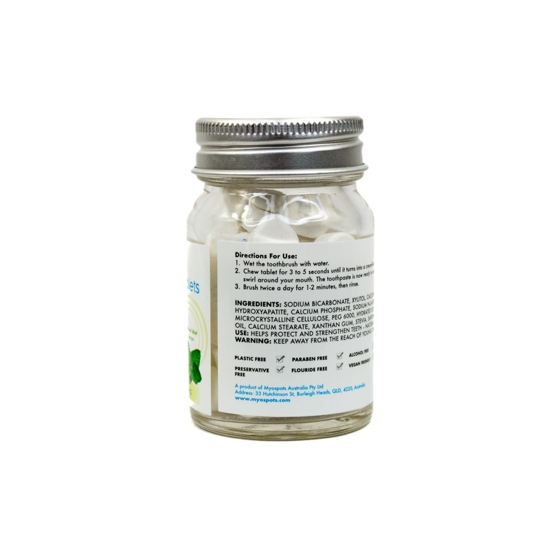 MYOSPOTS Natural Toothpaste Tablets with Hydroxyapatite - Dental Care On-the-Go,