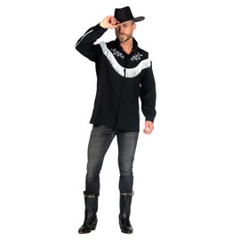 WILBERS & WILBERS 5304 Retro Western Shirt for Men, Black, Cowboy, Wild West Theme Party