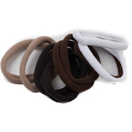 Mytoptrendz® 10 pcs Assorted Colour Soft Hair Bobbles Girls Ponytail Hair Elastics Super Soft Fabric Hair Ties Endless Snag Ponios (Naturel brown mix)