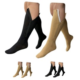 HealthyNees 15-20 mmHg Zipper Compression Wide Big Calf Socks 2 Pack Closed Toe (2 Pairs Mix, 5XL)