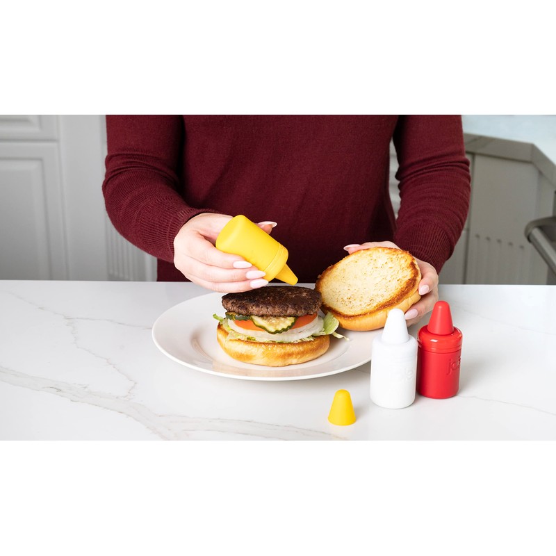Joie Condiment Mini Squeeze Bottles with Nozzle Caps, Non-Stick Silicone,
