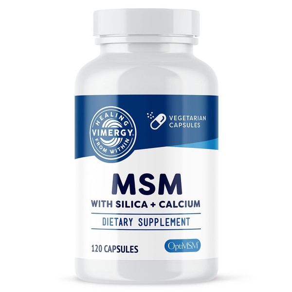 Vimergy MSM with Silica + Calcium Capsules, 120 Servings – Supports Bone Health – Promotes Hair & Nail Health – Non-GMO, Gluten-Free, Kosher, Soy-Free, Corn-Free, Vegan & Paleo Friendly