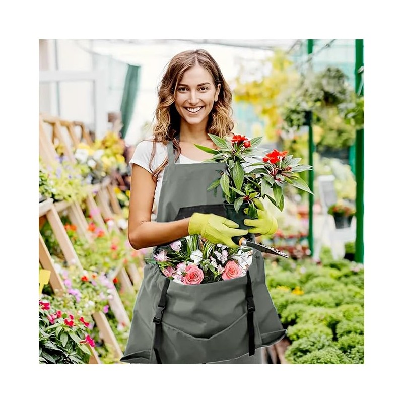 Elfzone Harvesting Apron - Gardening Aprons with Pockets,with Pockets for