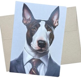 Bull Terrier in Suit Card, Bull Terrier Birthday Card (1 Premium Card, 5X7 Inches) bull terriers dog card blank for all occasions like retirement, wedding, promotion or thinking of you - 595