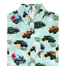 Monster Jam Grave Digger El Toro Loco Megalodon Mens Matching Family Hawaiian Button Down Shirt Cool Green X-Small