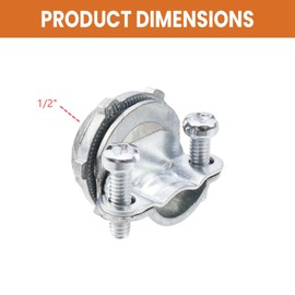 Nicerity 20Pcs 1/2 Inch Clamp Type Cable Connector Zinc Clamp Cable Connector Fittings for Metallic Conduit Protect Cables (Silver)