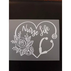 Oracal Nurse Life Heart Stethoscope Window Decal 5"x4"