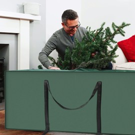 Vinsani® 9FT Christmas Tree Storage Bag Jumbo Waterproof Durable Zip Up Jumbo Sack Fabric Xmas Tree Storage Organiser Prevents Moisture & Dust (49.5 x 64 x 147 cm) – Green
