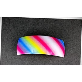 Perfect Hairstyle with Our Hair Accessories - Pink White Blu Stripe Barrette Plastic Rectangle Hair Clip Accessory 3 1/8" Long Fashionable Hair Accessory Hair Jewelry Accessories for Lady Women
