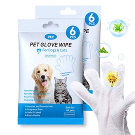 Gloves for Dog and Cat,Pet Bathing   & Deodorizing,Dog  for Body Paws Butt Daily Care,Cat Grooming   Fur Traveling Rinse Free,6PCS/1PACK cleaning wipes - Specification: 1PACK, Scent_sales: 6PCS/PACK
