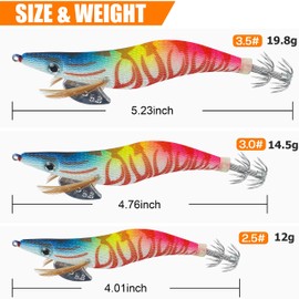 Squid Jigs Shrimp Fishing Lures - 10pcs Fishing Hard Lures Squid jig Hooks Shrimp Artificial Spinner Lures Kit with Luminous Prawn Tail Glow in Dark for Cuttlefish Octopus Squid