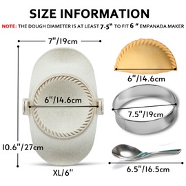 MUMSUNG Empanada Maker Press, 6 Inch Extra Large Dumpling Maker Set with Dough Cutter, Dumpling Mold Set for Pierogi, Pastelitos, Calzone, Turnovers, Chinese Dumpling 6"