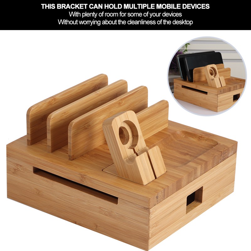 Bamboo Multiple Layer Digital Electronic Bracket Mobile Phone Charging Storage