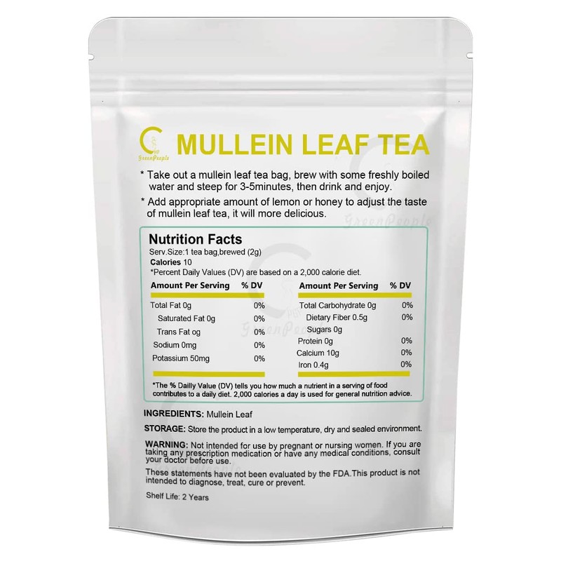 Mullein Leaf Tea for Lungs Cleanse and Immune Support, 100%