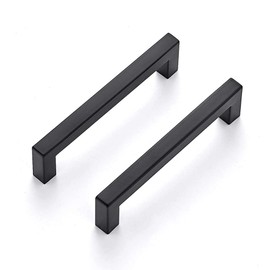 LONTAN 10 Pack Black Kitchen Handles 128mm Kitchen Cupboard Handles Black Handles Black Cabinet Handles Black Cupboard Handles Stainless Steel Black Drawer Handles Wardrobe Handles