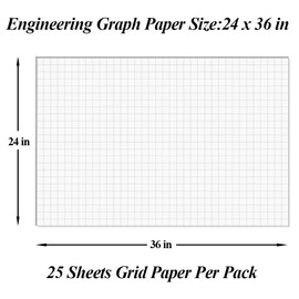 Graph Paper Pad - 24" x 36" Large Graph Paper, 25 Sheets/50 Pages, 4"x4" Ruled Grid Paper for Engineer Architect Designer Mathematician Draftsmen Sketch House Commercial Building Plan Drafting