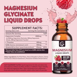 (2 Pack) Magnesium Glycinate Liquid Drops | 1000mg Liquid Magnesium Complex with D3, L-Thea & GABA for Energy, Sleep, Nerve and Heart Health, High Abs