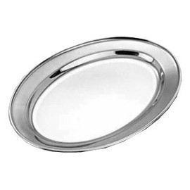 Stainless Steel Oval Meat Flat 300mm | Carvery Plate, Meat Platter, Roasted Meat Dish, Stainless Steel Plate