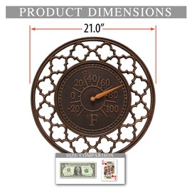21" Vellora Indoor Outdoor Wall Thermometer Made from Solid cast Aluminum