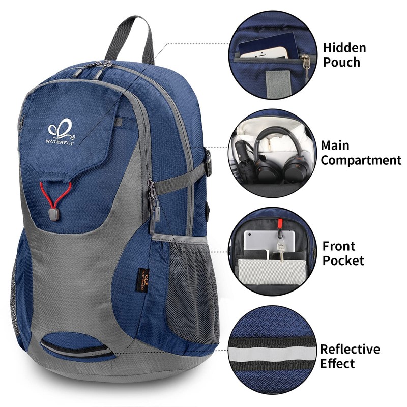 WATERFLY Lightweight Packable Hiking Backpack: Foldable Travel Daypack Ultralight Camping